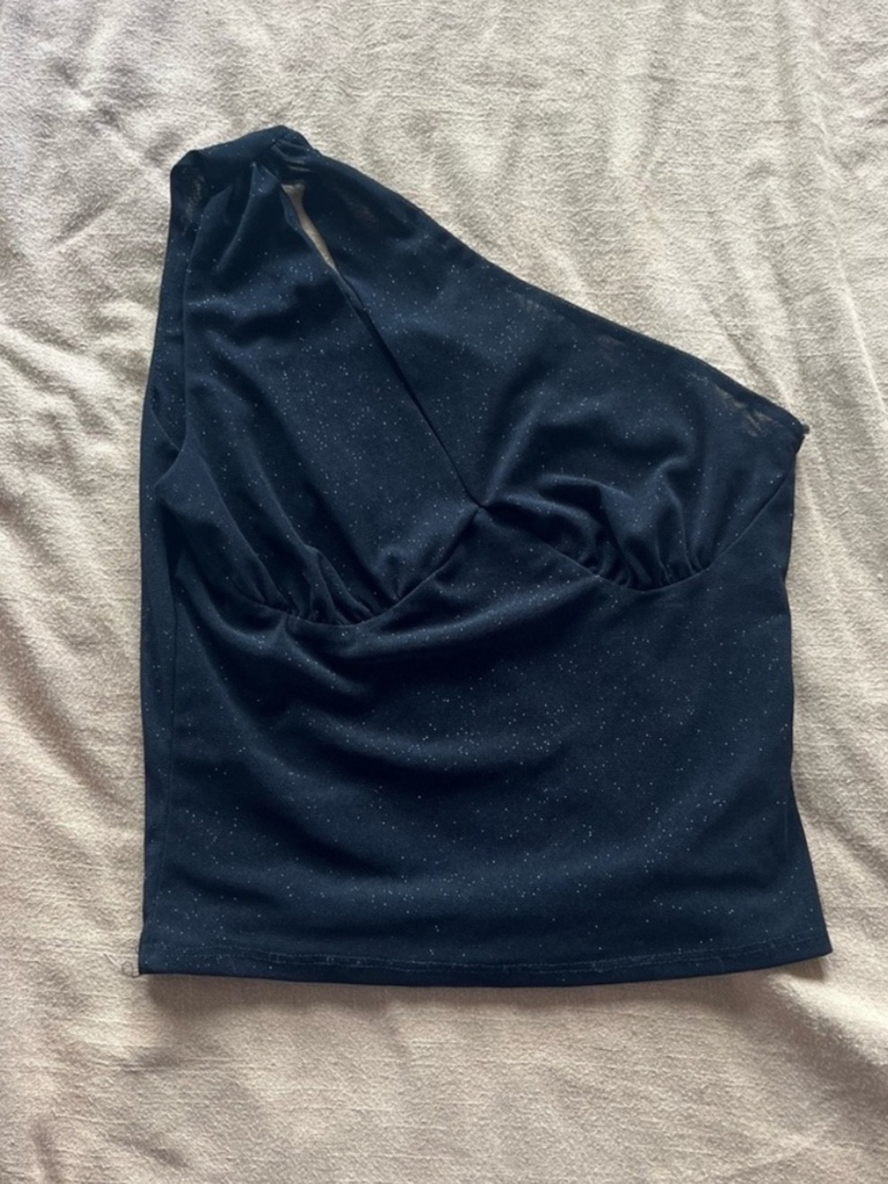 One-Shoulder Black Sparkle Tank